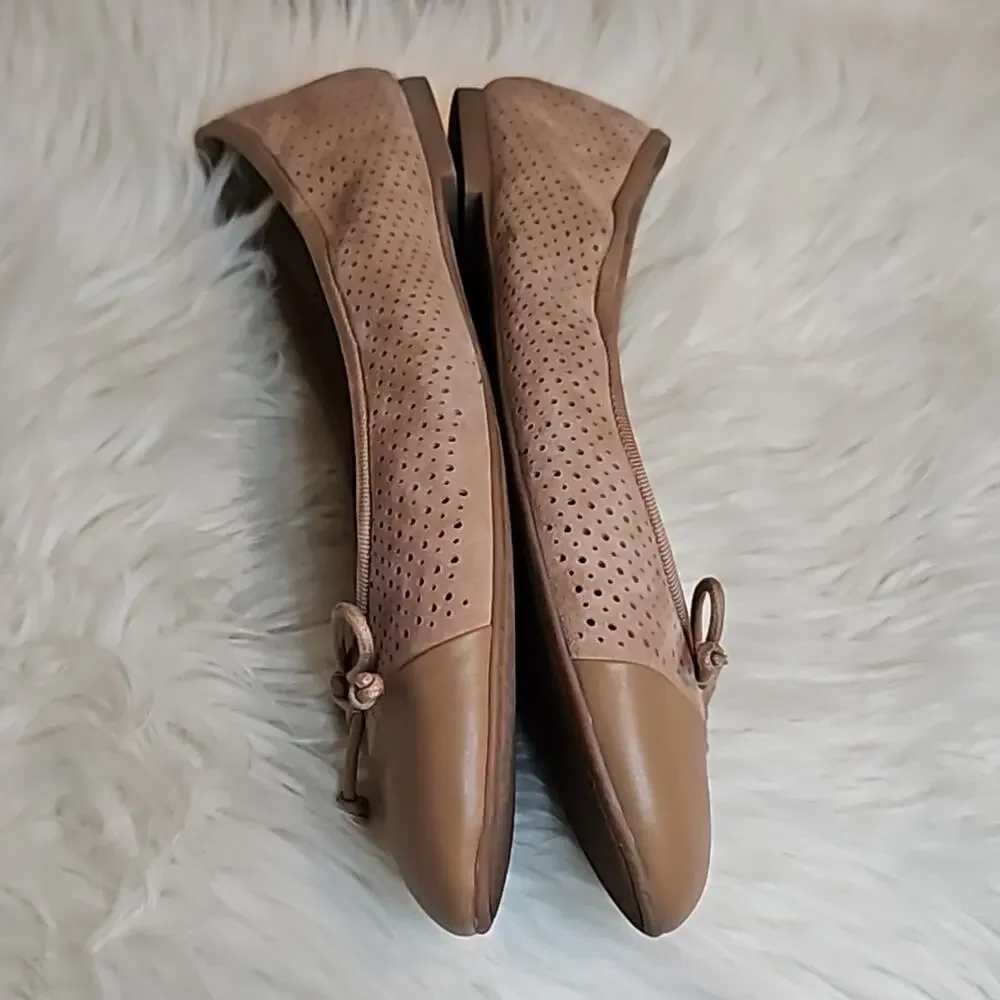 Sam Edelman Falon Perforated Tan Suede Pointed Toe Flats Women’s Size 9